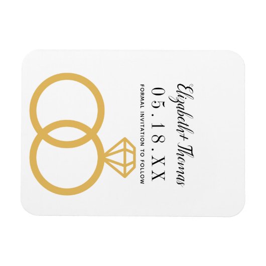 シックエレガントクラシックミニマルは日付を保存 マグネット (横)