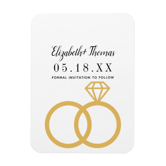 シックエレガントクラシックミニマルは日付を保存 マグネット (縦)