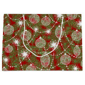 シックエレガントクリスマスホリデーツリー装飾 ラージペーパーバッグ (正面)