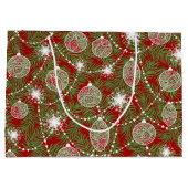 シックエレガントクリスマスホリデーツリー装飾 ラージペーパーバッグ (裏面)