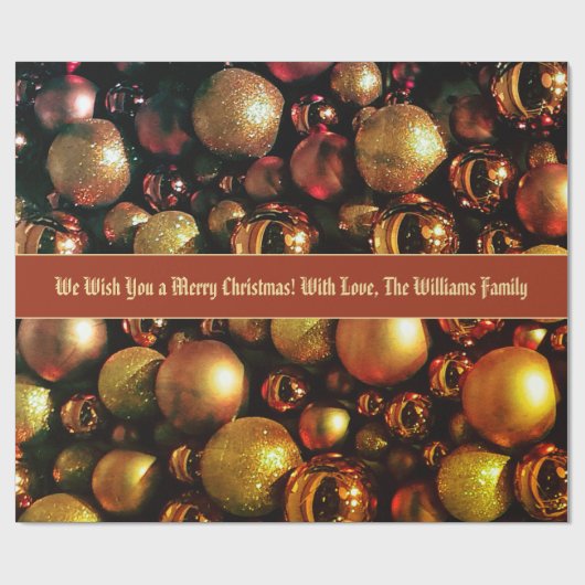 シックエレガントクリスマスボーブルパターン追加文字 ラッピングペーパー (フラット)