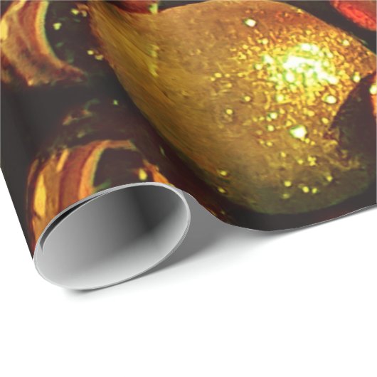 シックエレガントクリスマスボーブルパターン追加文字 ラッピングペーパー (ロールコーナー)