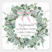 シックエレガントクリスマス差出人住所ラベル スクエアシール (正面)