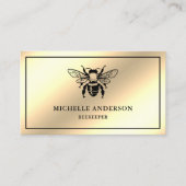 シックエレガントクリームゴールドフォイルハニービーキーパー 名刺 (正面)