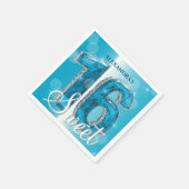 シックエレガントグラムブルーサファイアジェムストーンスウィート16 スタンダードカクテルナプキン (角)