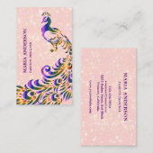 シックエレガントグリッターピフェイクンクパープルピーコック 名刺 (正面/裏面)