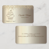 シックエレガントグリッター金ゴールドカップケーキ，スイーツ，ベーカリー 名刺 (正面/裏面)