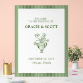 シックエレガントグリーンとホワイトの結婚ウェルカムサイン アクリルサイン (ウェディング)