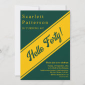 シックエレガントグリーンと金ゴールドラグジュアリー40th誕生日 招待状 (正面)