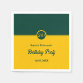 シックエレガントグリーンアンド金ゴールドトレンディー20th誕生日 スタンダードカクテルナプキン (正面)