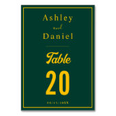 シックエレガントグリーンアンド金ゴールドモダンラグジュアリー結婚ズ テーブルナンバー (正面)
