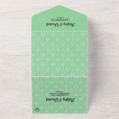 シックエレガントグリーンアールデコダマクラシックスク結婚ーズ オールインワン招待状 (外側)