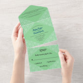 シックエレガントグリーンアールデコダマクラシックスク結婚ーズ オールインワン招待状 (貼ってはがせる)