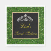 シックエレガントグリーングリッターティアラスイート16 スタンダードランチョンナプキン (正面)