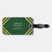 シックエレガントグリーンフェイク金ゴールド幾何学線 ラゲッジタグ (裏面横)