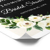 シックエレガントグリーンホワイトフローラブライダルシャワー標識 ポスター (角)