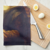 シックエレガントグリーンモナリサコビデ19絵画s キッチンタオル (四つ折り)