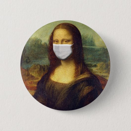 シックエレガントグリーンモナリサコビデ19絵画s 缶バッジ (正面)