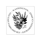 シックエレガントグリーンリーフローララウンド差出人住所 ラバースタンプ (インプリント)