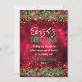 シックエレガントグリーンレッドフローラクリスマスパーティー シーズンカード (正面)