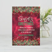 シックエレガントグリーンレッドフローラクリスマスパーティー シーズンカード (スタンド正面)