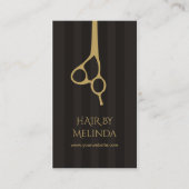 シックエレガントグレイストライプ金ゴールド美容師 名刺 (正面)