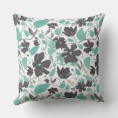 シックエレガントグレイティール（緑がかった色）フローラルパターン クッション (裏面)