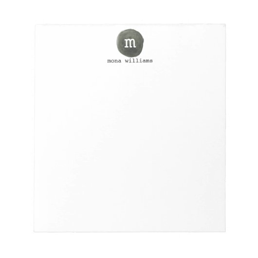 シックエレガントグレイ水カラーサークルブラックモノグラム ノートパッド (正面)