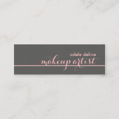 シックエレガントグレイ淡い色のピンクラインメイクアップアーティスト スキニー名刺 (正面)