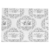 シックエレガントグレーとホワイトの彫刻フローラ ラージペーパーバッグ (裏面)