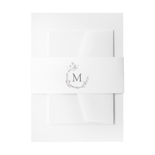 シックエレガントグレーホワイトウォーター色のフローラ結婚ズ 招待状ベリーバンド (正面例)