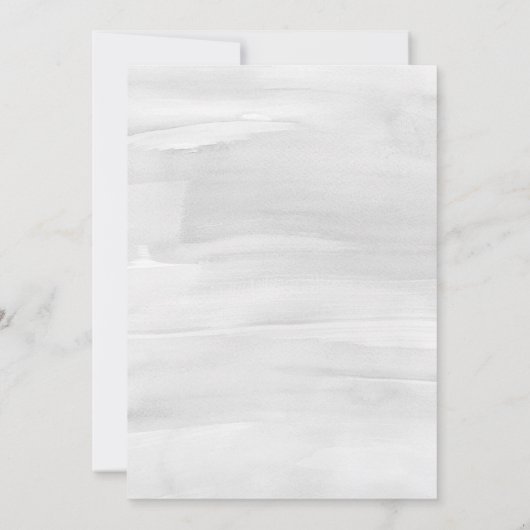 シックエレガントグレーホワイトウォーター色のフローラ結婚ズ 招待状 (裏面)