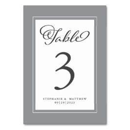 シックエレガントグレー&ホワイトウェディングレセプション テーブルナンバー