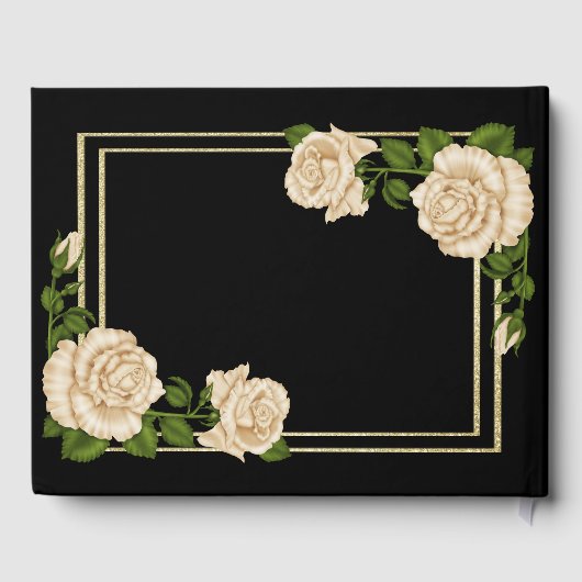 シックエレガントコーナーアイボリーバラブケッツ結婚ズ ゲストブック (裏面)