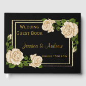 シックエレガントコーナーアイボリーバラブケッツ結婚ズ ゲストブック (正面)