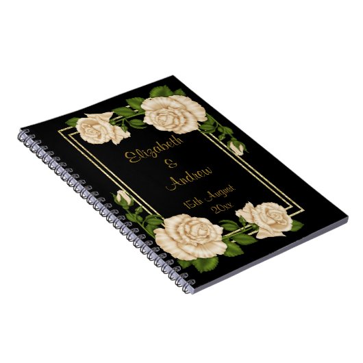 シックエレガントコーナーアイボリーバラブケッツ結婚ズ ノートブック (右側)