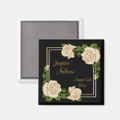 シックエレガントコーナーアイボリーバラブケッツ結婚ズ マグネット (正面/裏面)