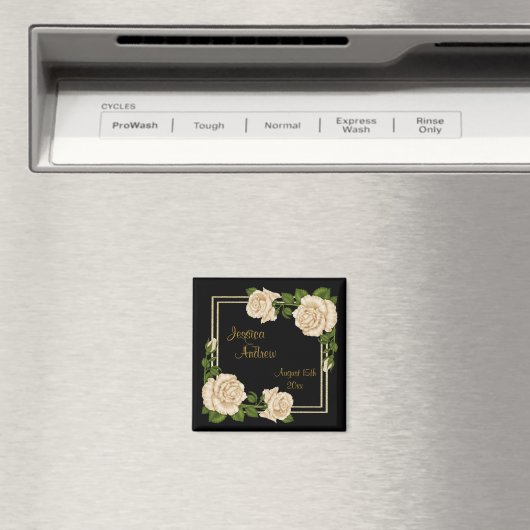 シックエレガントコーナーアイボリーバラブケッツ結婚ズ マグネット (インサイチュ (食洗機))