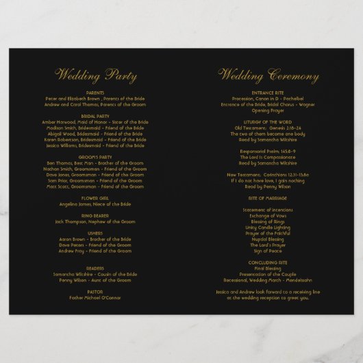 シックエレガントコーナーアイボリーバラ結婚式 プログラム (裏面)