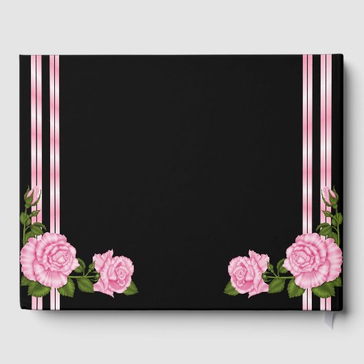 シックエレガントコーナーローズブーケ結婚ーズ ゲストブック (裏面)