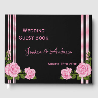 シックエレガントコーナーローズブーケ結婚ーズ ゲストブック