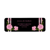 シックエレガントコーナーローズブーケ結婚ーズ ラベル (正面)