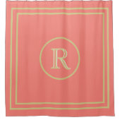 シックエレガントコーラルピンク金ゴールドモノグラカスタムム シャワーカーテン (正面)