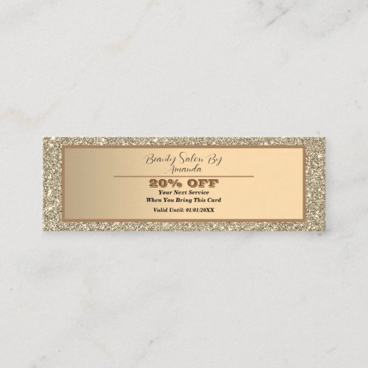 シックエレガントゴールデンフォイルきらびやかなガラス割引 スキニー名刺 (正面)