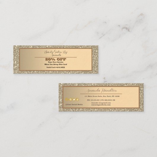 シックエレガントゴールデンフォイルきらびやかなガラス割引 スキニー名刺 (正面/裏面)