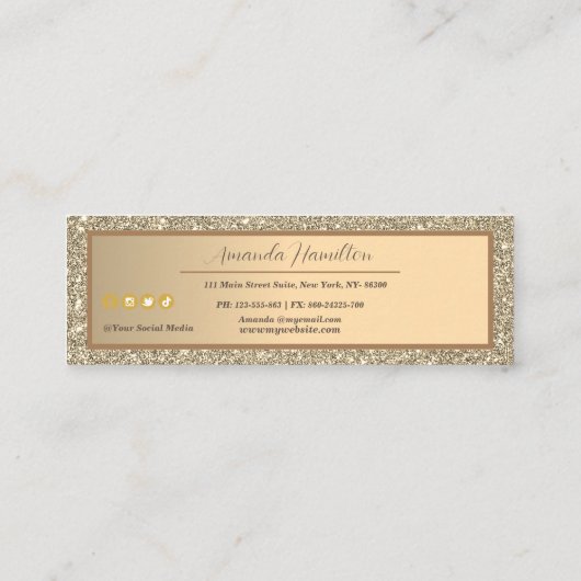 シックエレガントゴールデンフォイルきらびやかなガラス割引 スキニー名刺 (裏面)