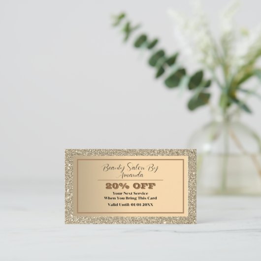 シックエレガントゴールデンフォイルきらびやかなグラマラスサロン 割引カード (スタンド正面)