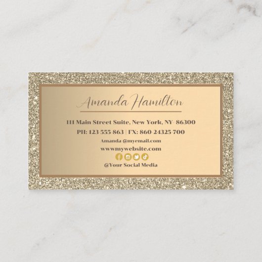 シックエレガントゴールデンフォイルきらびやかなグラマラスサロン 割引カード (裏面)