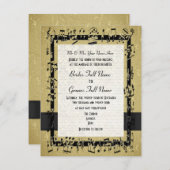 シックエレガントゴールデンフォーマルシ結婚ート 招待状 (正面/裏面)