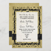 シックエレガントゴールデンフォーマルシ結婚ート 招待状 (正面/裏面)